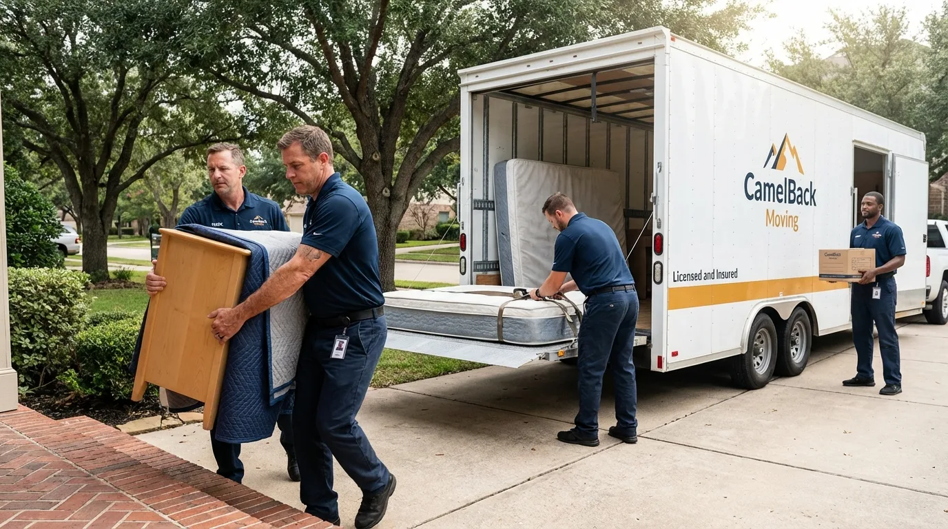 Crew loading residential truck for cross-state move from Keene, NH